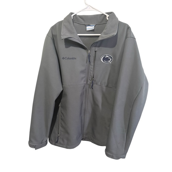 Columbia Penn State Softshell Jacket Men’s Large Gray Fleece Lined Full Zip PSU - Picture 2 of 10